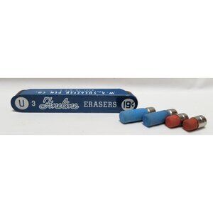Vintage 1950s W.A. Sheaffer Pen Co 4 Fineline Erasers in Original Blue Tin